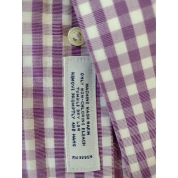 Brooks Brothers Button Down Shirt Purple White Gingham Check LS Size 16 Cotton - Picture 5 of 9